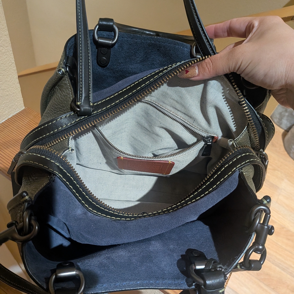 Coach Pebbled Leather Carryall Tote in Olive Gray - Picture 7 of 8